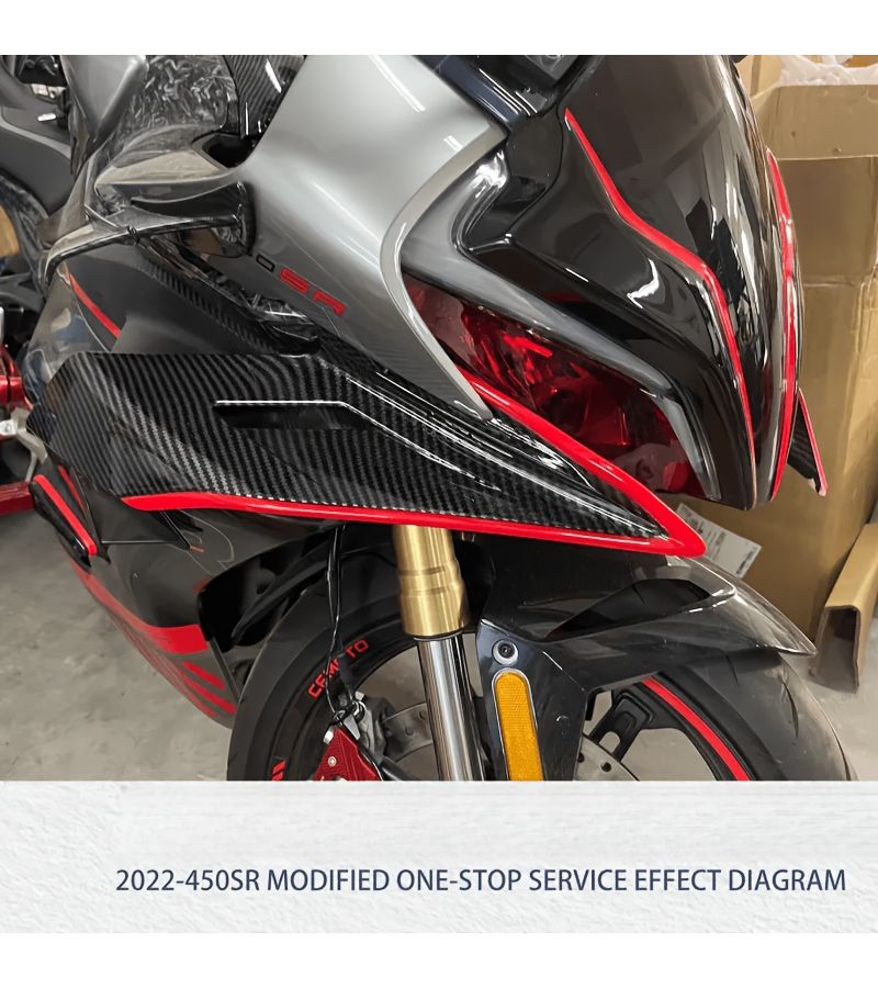 نمط مزور أرجواني مثبت جانب الجناح الهوائي الانسيابي الثابت (جانح الريح) للدراجة النارية CFMOTO 450SR SRS إصدار المفهوم المعدل المتوافق مع ملحقات الدراجات النارية - Image 3