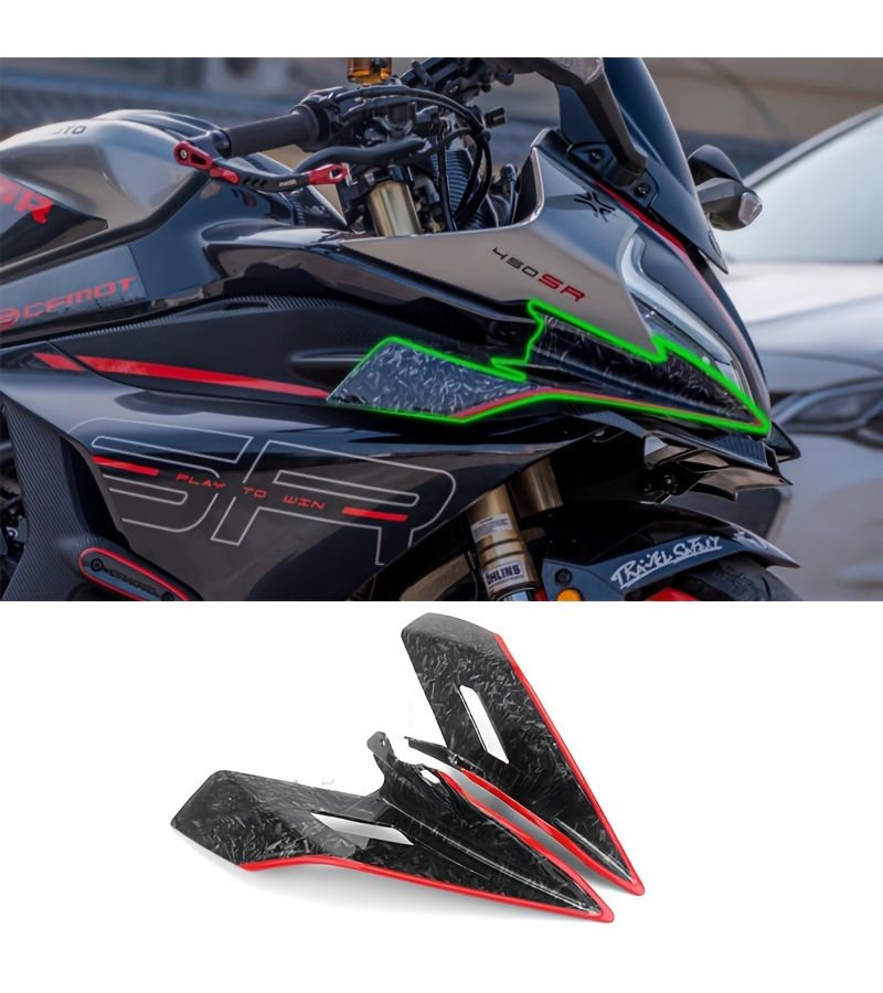 نمط مزور أرجواني مثبت جانب الجناح الهوائي الانسيابي الثابت (جانح الريح) للدراجة النارية CFMOTO 450SR SRS إصدار المفهوم المعدل المتوافق مع ملحقات الدراجات النارية - Image 1