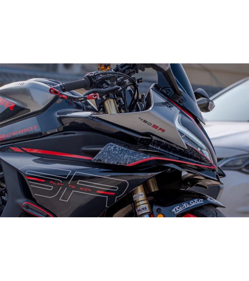 نمط مزور أرجواني مثبت جانب الجناح الهوائي الانسيابي الثابت (جانح الريح) للدراجة النارية CFMOTO 450SR SRS إصدار المفهوم المعدل المتوافق مع ملحقات الدراجات النارية - Image 4