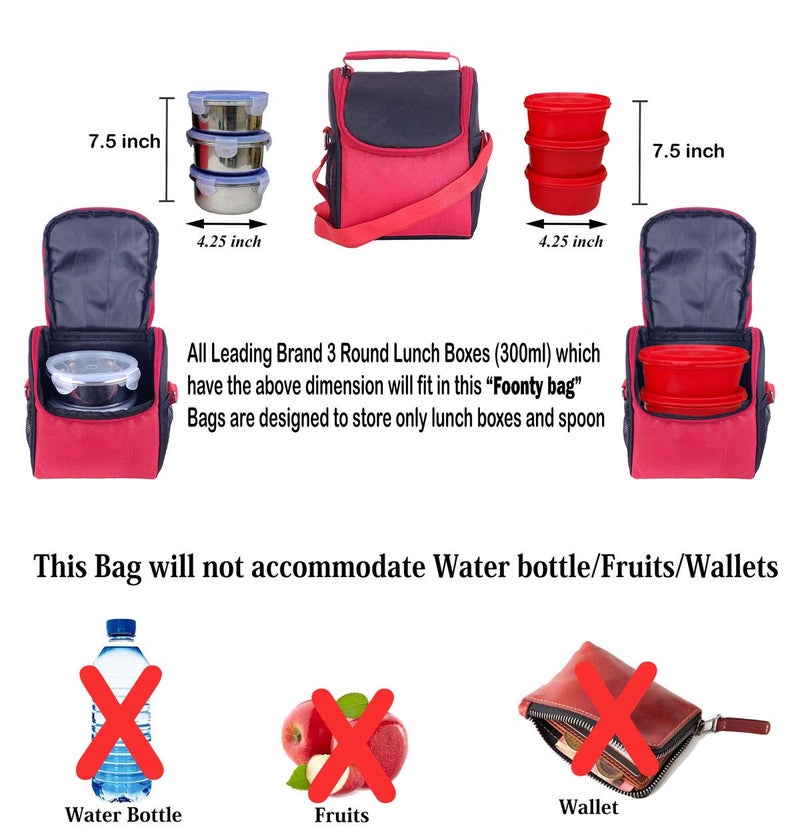 FOONTY Men Women Polyurethane Waterproof Lunch Bag (Black, FFFLB8013A) - Image 3