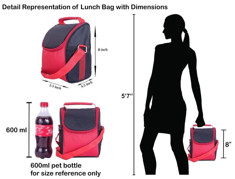 FOONTY Men Women Polyurethane Waterproof Lunch Bag (Black, FFFLB8013A) - Image 4