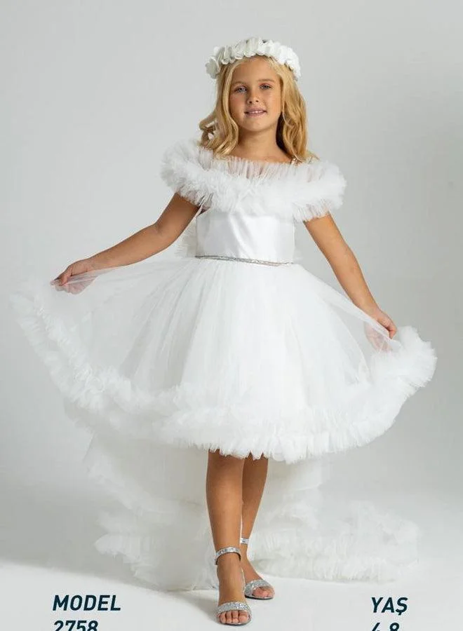 فيا بامبينو Ivory Cloud High-Low Tulle Dress 2758