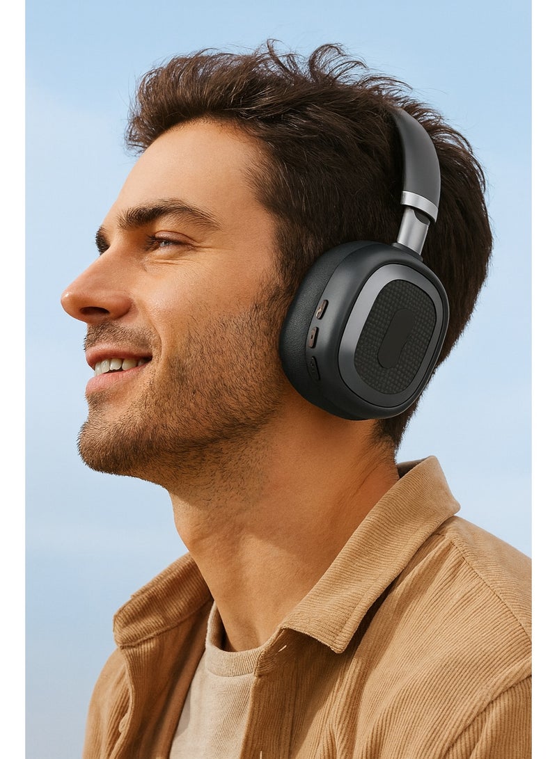 LS-256 Stereo Bluetooth Headphones - Lightweight with Comfortable Headband - Type-C Charging - 250mAh Battery - Black - Image 5