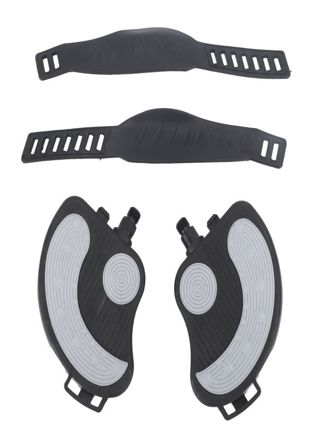 2PCS Exercise Bike Pedals with Straps PP PVC Stainless Steel Universal Adjustable Exercise Bike Pedals Clips for Home Gym Cycling - Image 1