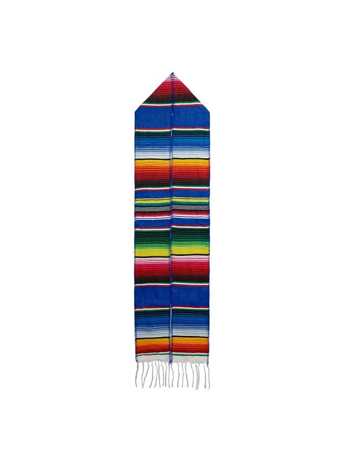 GraduationMall - GraduationMall Mexican Serape Graduation Stole with White Tassel Royal - Image 1