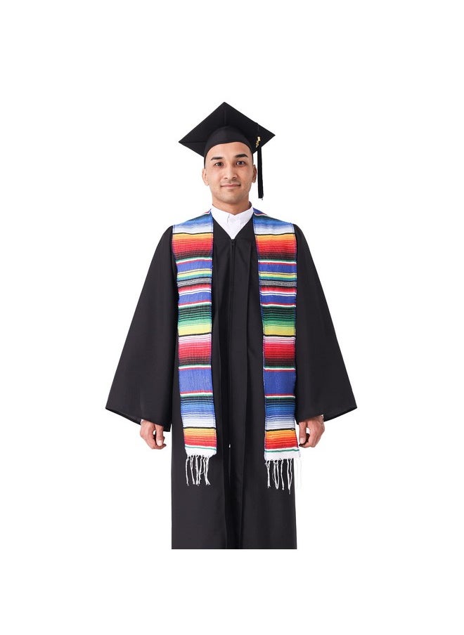 GraduationMall - GraduationMall Mexican Serape Graduation Stole with White Tassel Royal - Image 1