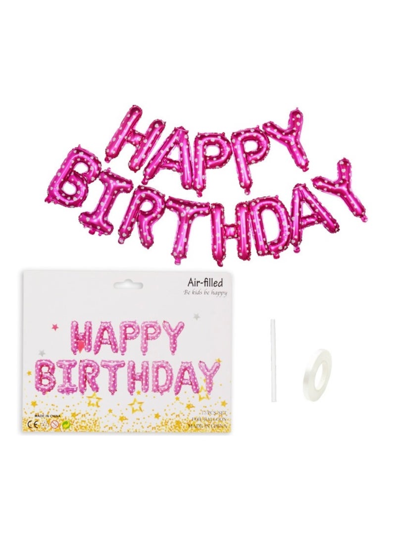 16 inches pink wave point color happy birthday letter foil ballon party decoration aluminum film balloons foil banner balloons letter backdrop decor foil balloons HAPPY BIRTHDAY Balloons set