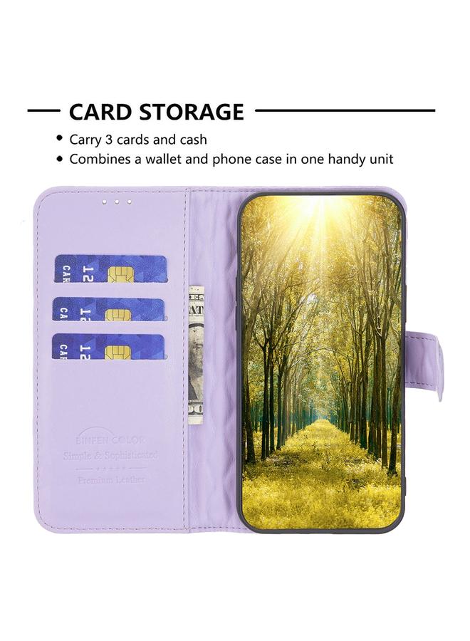 Zaboon Case For iPhone 12 / 12 Pro Diamond Lattice Wallet Leather Flip Phone Case - Image 4