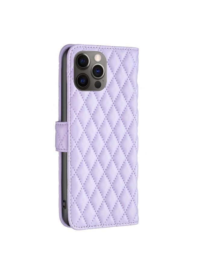 Zaboon Case For iPhone 12 / 12 Pro Diamond Lattice Wallet Leather Flip Phone Case - Image 3