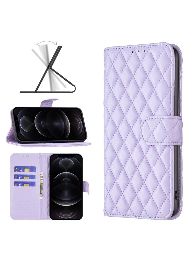 Zaboon Case For iPhone 12 / 12 Pro Diamond Lattice Wallet Leather Flip Phone Case - Image 1