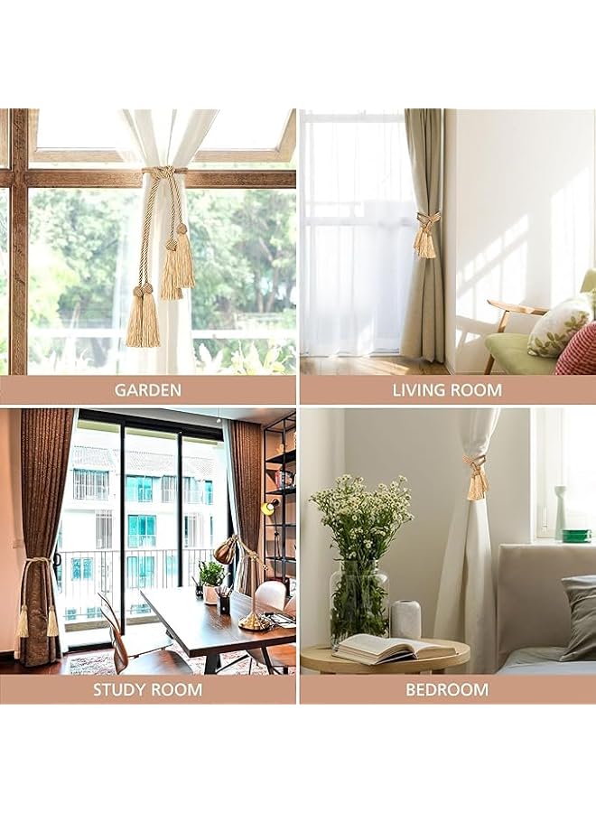 The Bros ‎ 4Pack Curtain Handmade Tiebacks Decorative Curtain Holdbacks with Tassel,curtain Hand-Woven rope tiebacks Suitable for curtains of different thickness (Gold) - Image 5