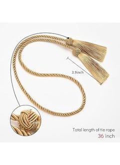 The Bros ‎ 4Pack Curtain Handmade Tiebacks Decorative Curtain Holdbacks with Tassel,curtain Hand-Woven rope tiebacks Suitable for curtains of different thickness (Gold)  - Image 3