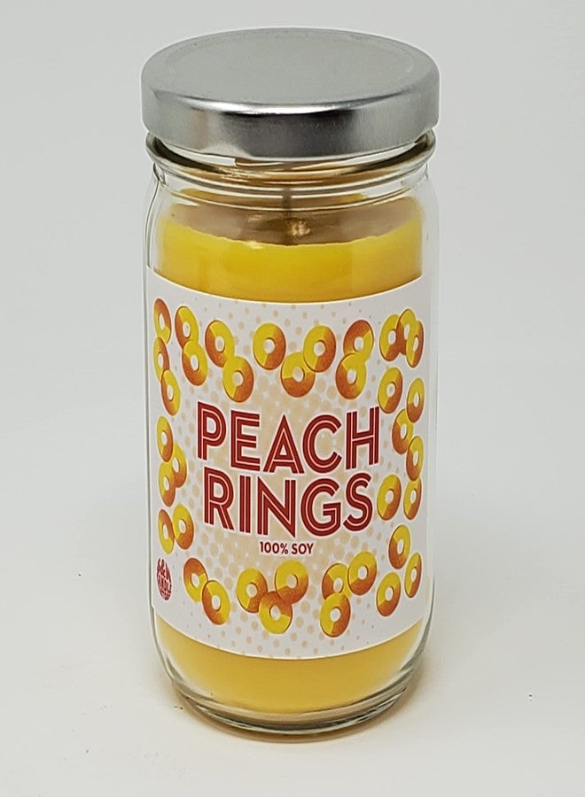 S&M Candle Factory شمعة خوخ دائرية ~ برائحة الحلوى ~ شمع الصويا المعطر 12 أونصة ~ وقت احتراق طويل ~ صنع في الولايات المتحدة الأمريكية (12 أونصة، خوخ) - Image 1