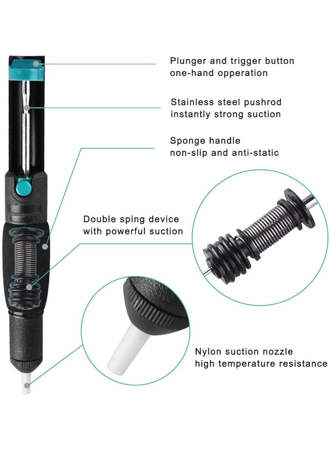 erorex 7 Pieces Solder Sucker Desoldering Wick Kit Including 1 Pcdesoldering Sucker And 6 Pcs Solder Braid Wick 2.0Mm 2.5Mm 3.0Mm Width 1.5M Length With Flux Desoldering Vacuum Pump Solder Removal Tool - Image 2