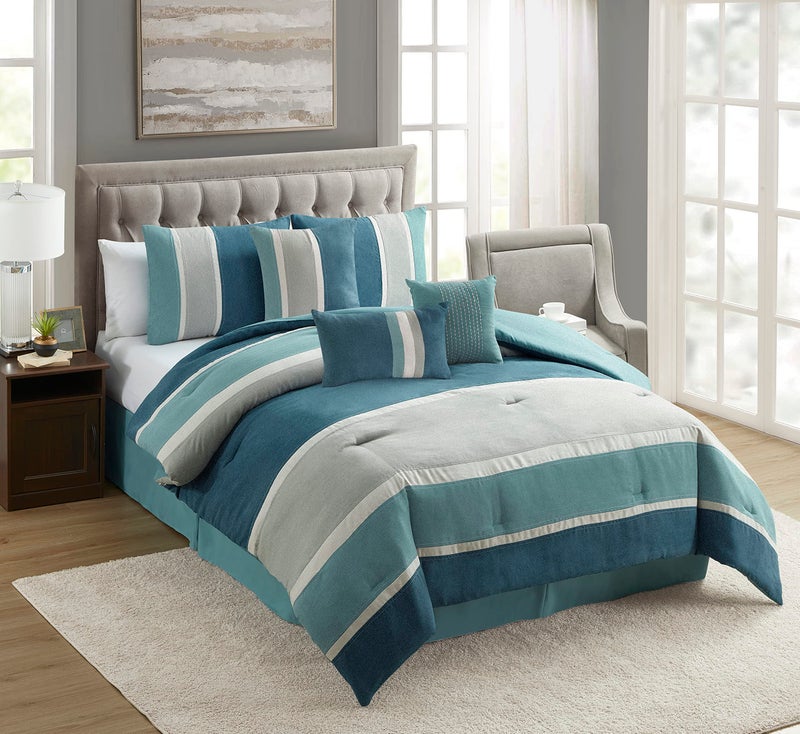 Sweet Home Collection Sweet Home Collection King Size Comforter Set Ultra Soft Faux Suede Fashion Bedding Sets with Shams Throw Pillows and Bed Skirt King Teal Pack of 1 