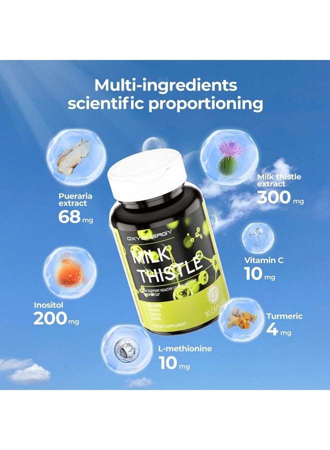 OxyEnergy Silymarin Milk Thistle 300mg Extract with Vitamin C, Inositol & Pueraria, Liver Detox & Repair Support, Antioxidant Support,90 Capsules, Cardo Mariano para el Hígado - Image 2