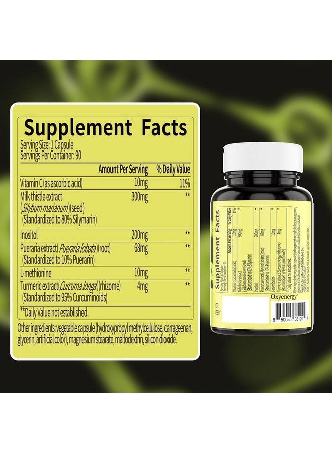 OxyEnergy Silymarin Milk Thistle 300mg Extract with Vitamin C, Inositol & Pueraria, Liver Detox & Repair Support, Antioxidant Support,90 Capsules, Cardo Mariano para el Hígado - Image 4
