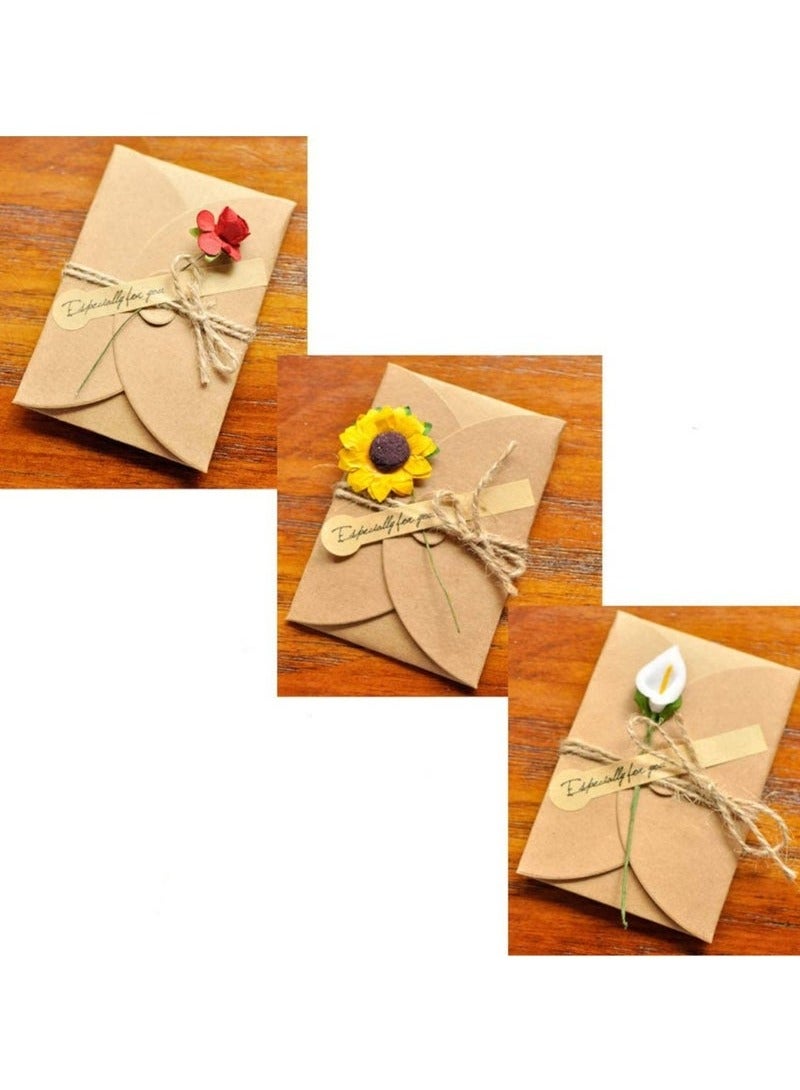 Generic 4 Pack Flower Pattern Thank You Card Handmade Invitation Greeting Card Wish Card for Wedding Birthday Festival  - Image 5