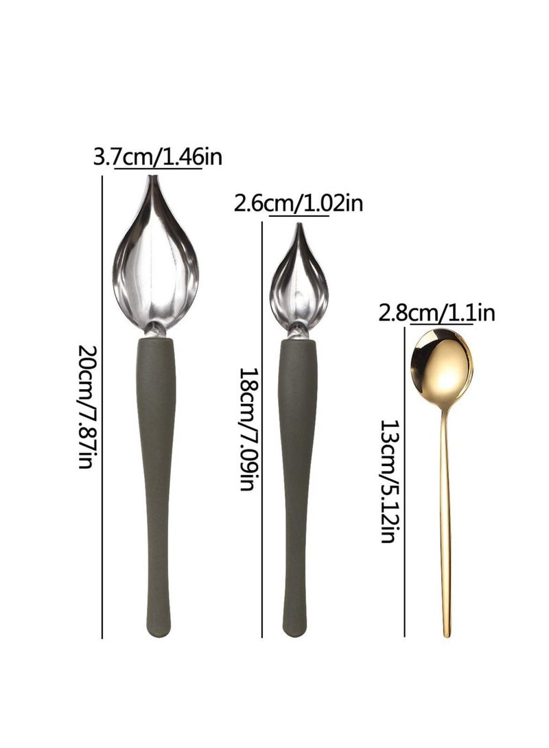 KASTWAVE 6 Pieces Drawing Decorating Spoon Set,Plated Decorating Pencil Spoon Saucier Drizzle for Decorating, Drizzling, and Drawing on Plates, Cakes - Image 3