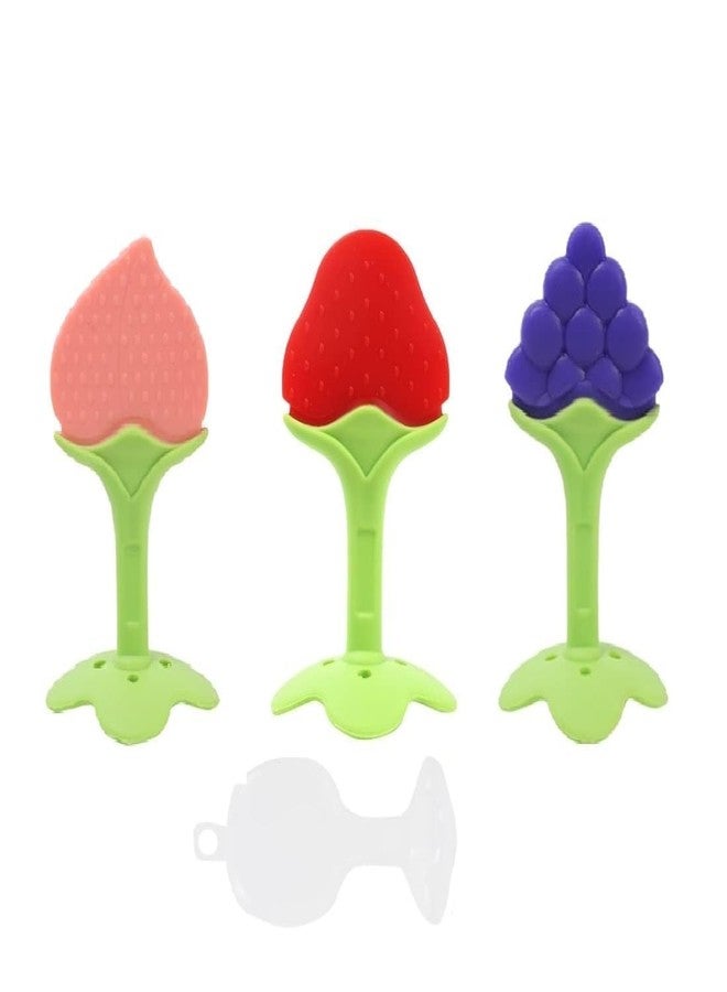 The Moms Co The Moms care Infant Silicone Teether Ideal Teether For 6 To 12 Months Baby, Bpa Free Teething Toys For Babies, Same Design Color Blue,Red & Pink (Pack Of-3) - Image 1
