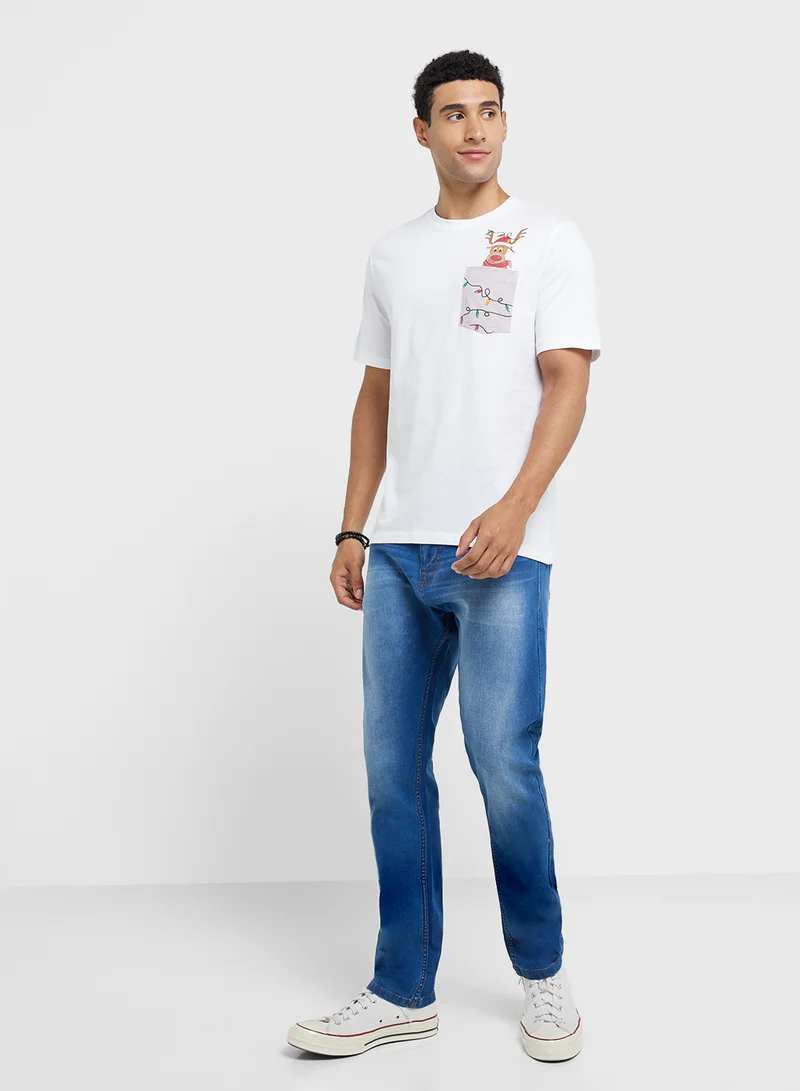 JACK & JONES Christmas Graphic Crew Neck T-Shirt