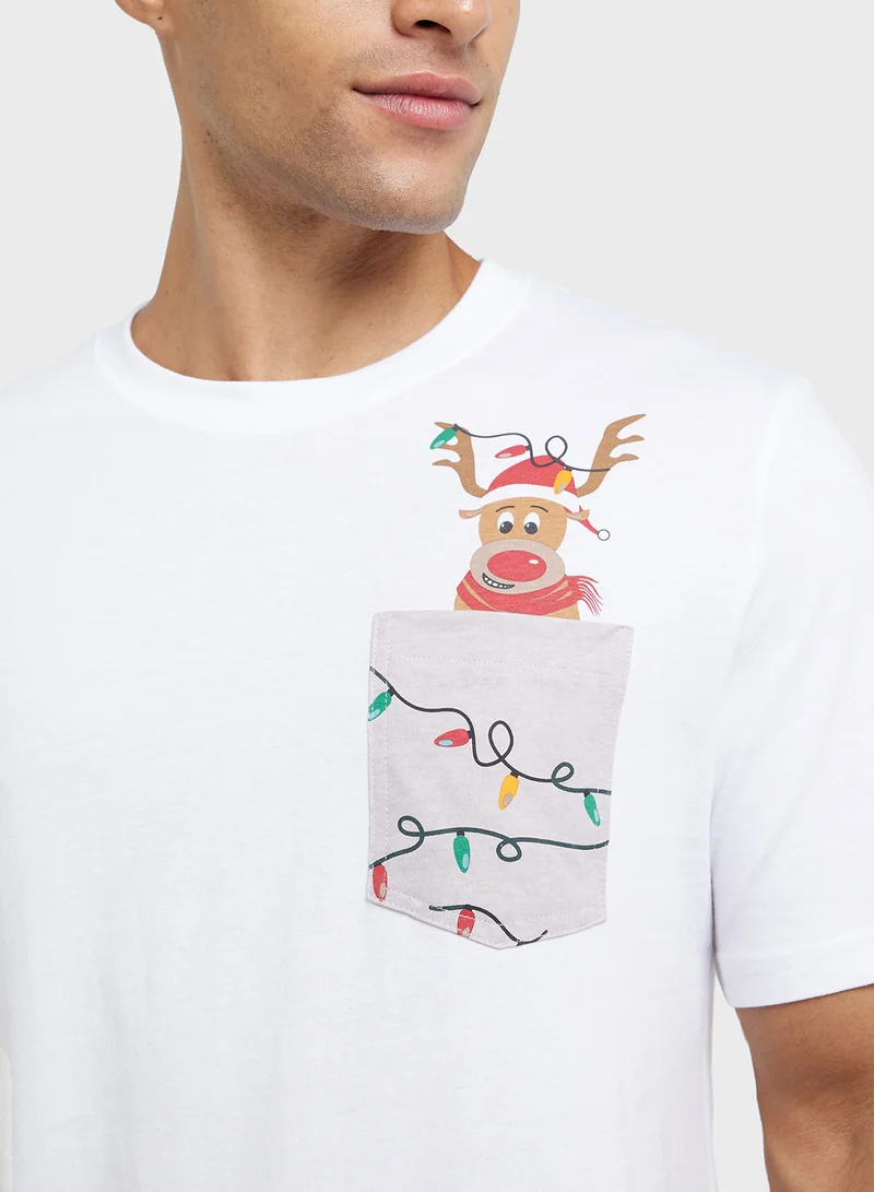 JACK & JONES Christmas Graphic Crew Neck T-Shirt