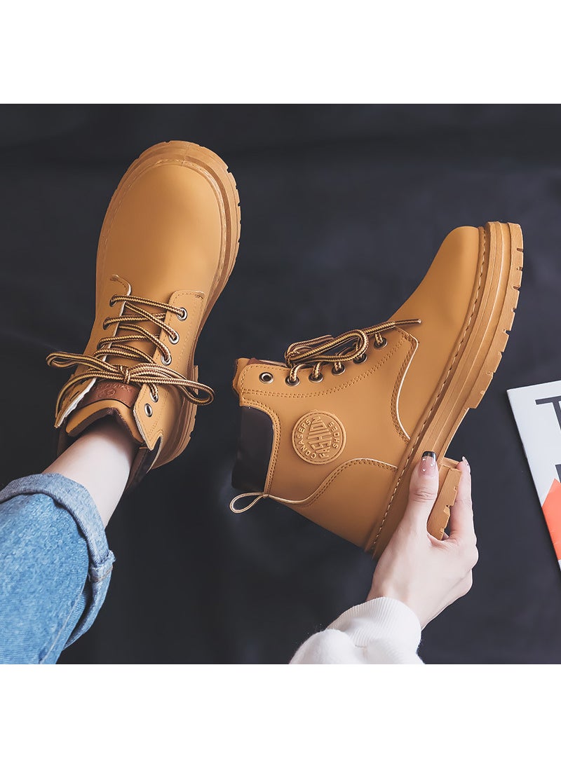Generic 2024 Couples Ankle Boots Chunky British Style Yellow 