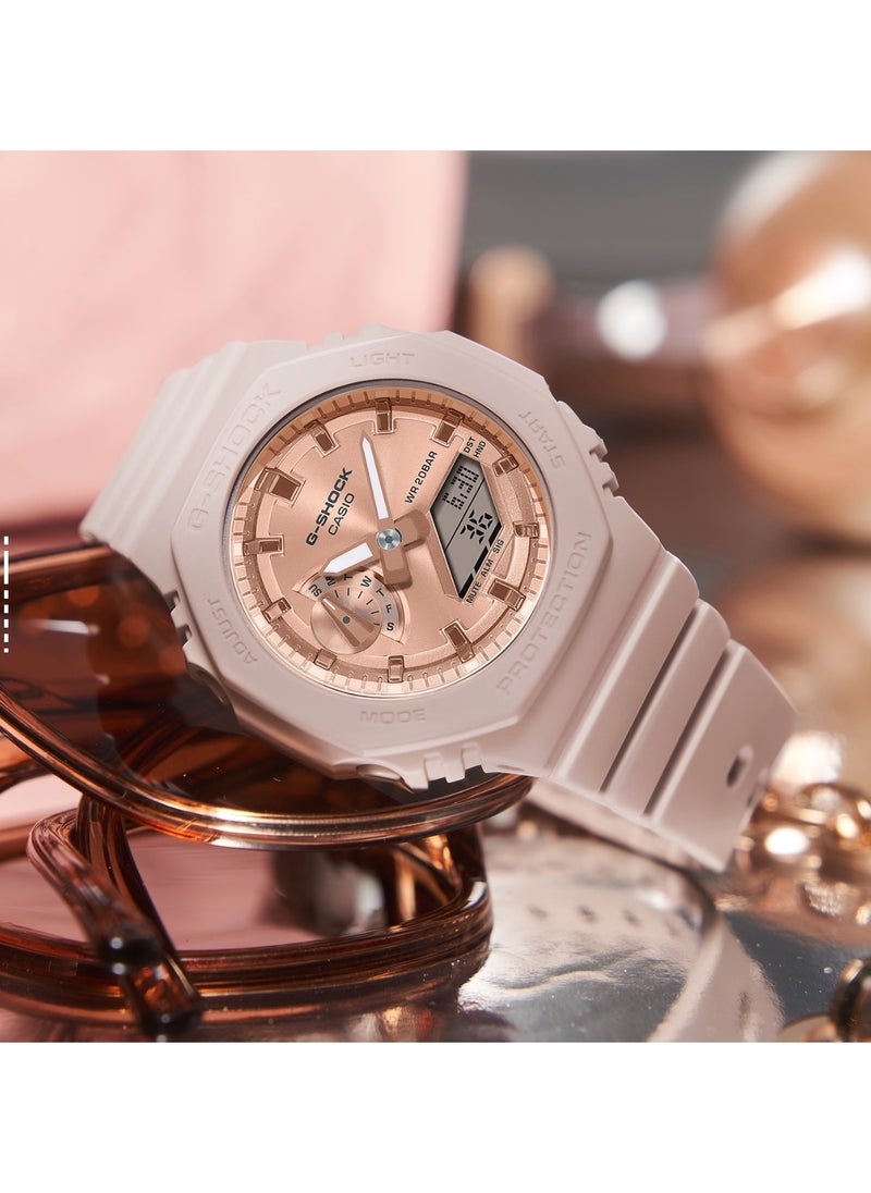 CASIO - octagonal sports waterproof and shockproof watch GA-2100  pink - Image 1