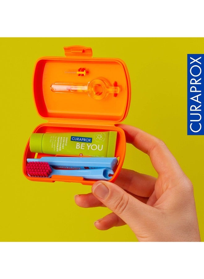 Curaprox Travel Dental Care Kit - CS 5460 Toothbrush, 'Be You' Toothpaste, Interdental Brushes, Compact Case