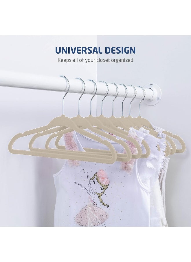 ZOBER Baby Velvet Coat Hangers - 27.9 Cm Nursery Clothes For Babies 0 To 48 Months Non Slip Toddler Hangers, 360 Chrome Swivel Hook- 30 Pack  - Image 3