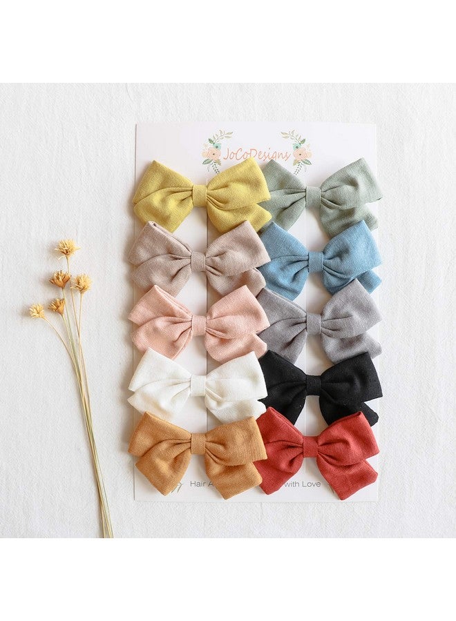 JoCoDesigns Baby Girl Hair Clips Bows Barrettes 10 Pack Fully Lined Alligator Clip 3.4 Inch Hair Accessories for Little Girls Toddler Kids Children - Image 2