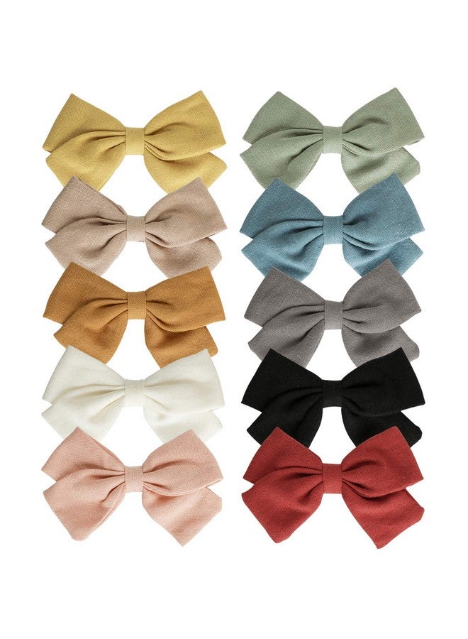 JoCoDesigns Baby Girl Hair Clips Bows Barrettes 10 Pack Fully Lined Alligator Clip 3.4 Inch Hair Accessories for Little Girls Toddler Kids Children - Image 1