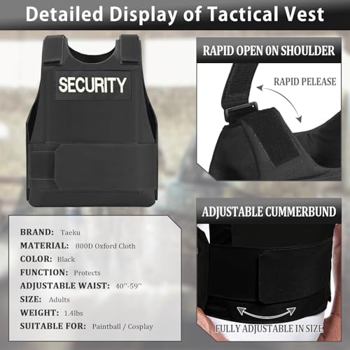 Taeku Safety Vest, Outdoor Training Vest Protective Gear Tactical Vest for Hunting, Paintball, CS Games (White) - Image 3