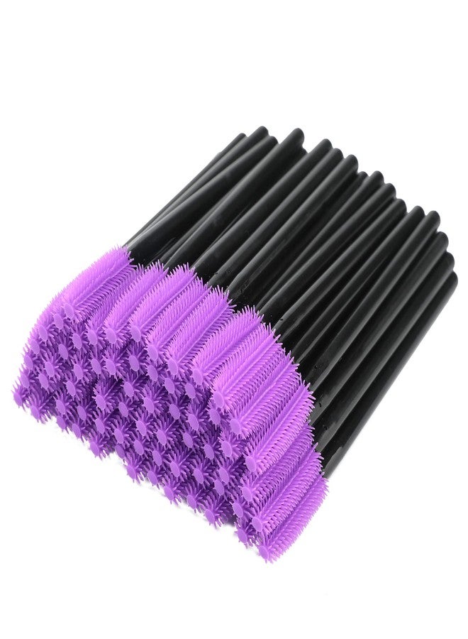 G2PLUS 50PCS Eyelash Brushes, Purple Silicone Soft Mascara Wands, Disposable Mascara Brush, Cosmetic Eyelash Extension Applicators Professional Makeup Tool Set (Purple) - Image 3