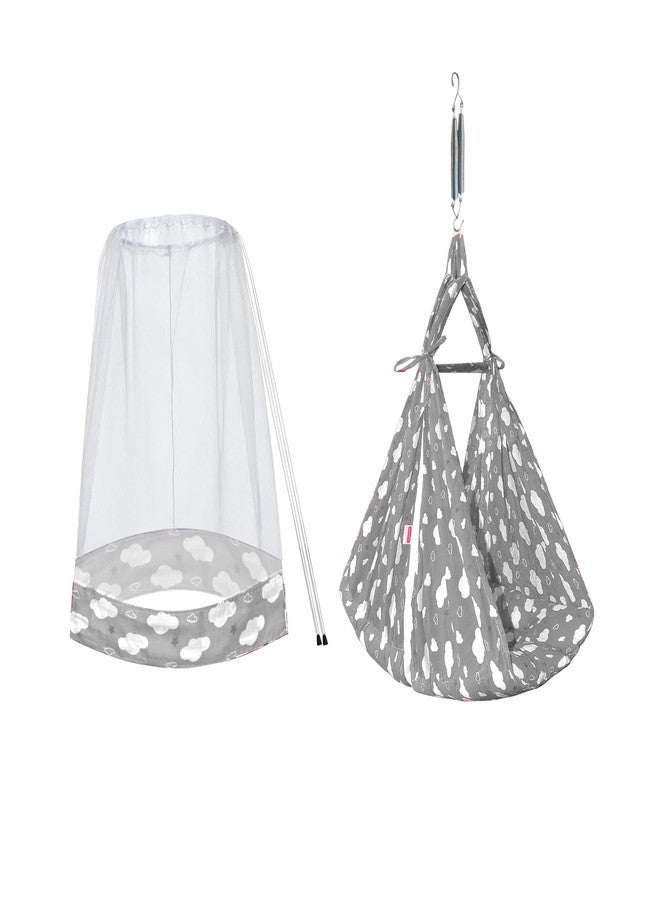VParents Sleeping Essentials Set with Mosquito Net & Spring (Grey) | Window Hanger not Included, Sunny - Image 2