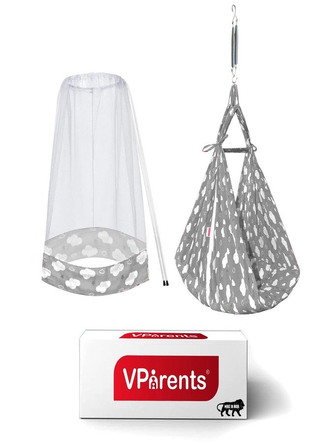 VParents Sleeping Essentials Set with Mosquito Net & Spring (Grey) | Window Hanger not Included, Sunny - Image 1
