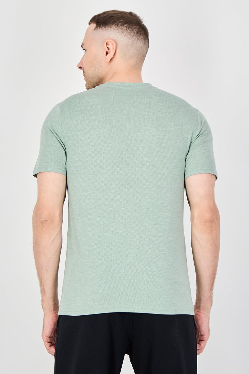 MOTION Men Sportswear Fit Short Sleeve Training T-Shirt, Sage Green - Image 3