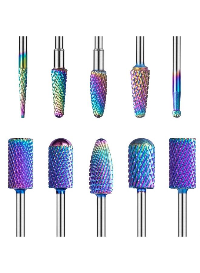 MelodySusie Nail Drill Bits Set, 10pcs Tungsten Carbide Nail Bits for Nail Drill E-file, 3/32 inch Bits Manicure Pedicure Remover Tools for Acrylic Gel Nails, Salon Home Nail Care Supplies, Colorful - Image 1
