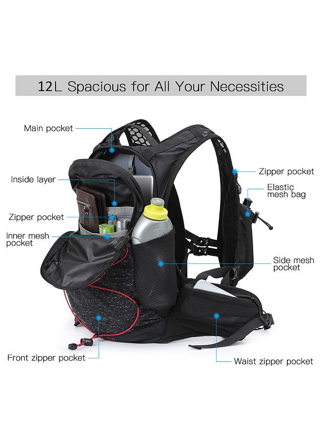 Outdoor INOXTO 12L Outdoor Running Backpack Bicycle Backpack Sports Vest Ultralight Riding Bag Women Men Breathable Jogging Sport Backpack For Camping Hiking Cycling Sport Bag  - Image 2