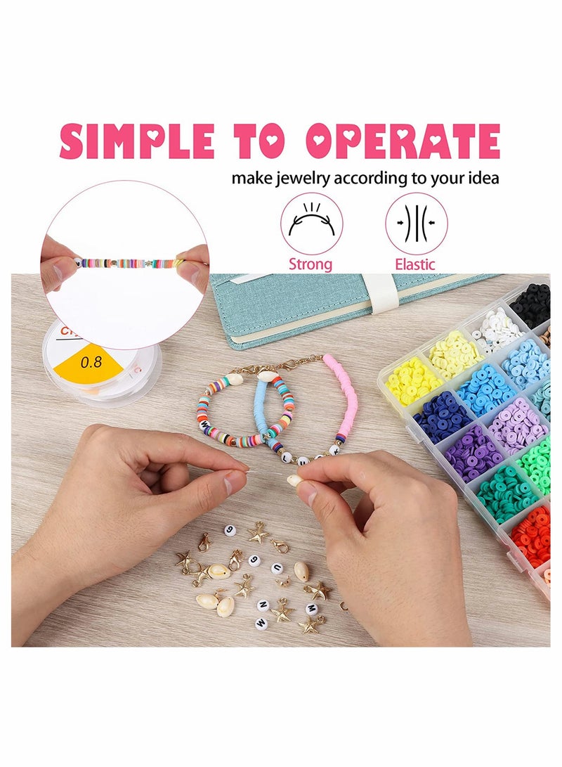 5800 Pcs 6mm 24 Color Polymer Flat Disc Beads for DIY Jewelry, Bracelets & Necklaces - Perfect for Crafting!