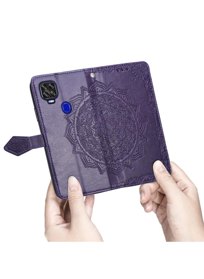 erorex Case For ZTE Axon 11 SE 5G Mandala Flower Embossed Horizontal Flip Leather Case with Holder & Three Card Slots & Wallet & Lanyard - Image 5