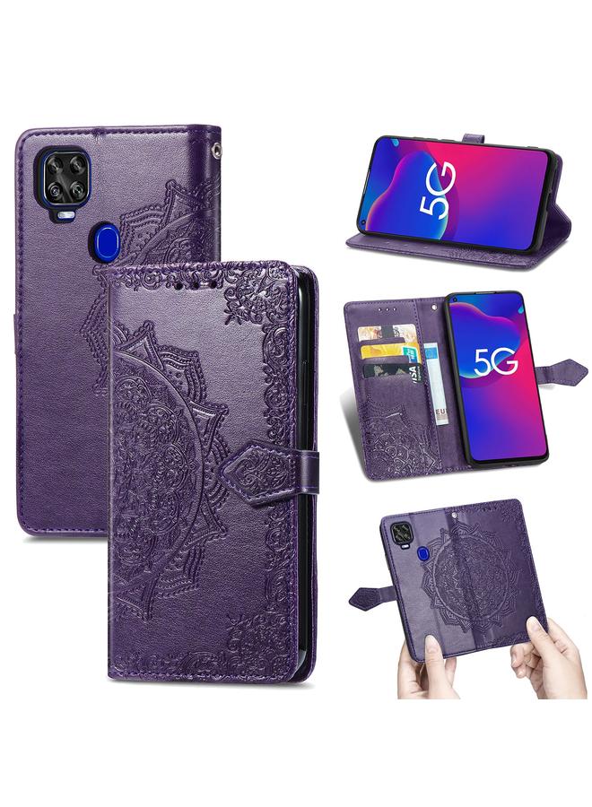 erorex Case For ZTE Axon 11 SE 5G Mandala Flower Embossed Horizontal Flip Leather Case with Holder & Three Card Slots & Wallet & Lanyard - Image 1