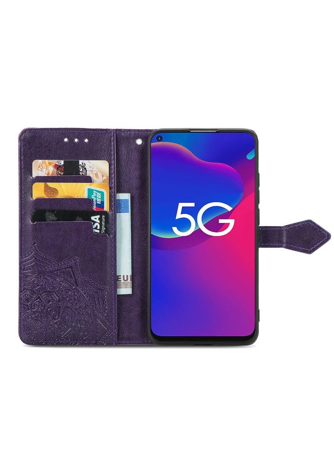 erorex Case For ZTE Axon 11 SE 5G Mandala Flower Embossed Horizontal Flip Leather Case with Holder & Three Card Slots & Wallet & Lanyard - Image 3