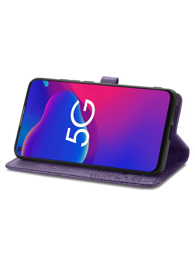 erorex Case For ZTE Axon 11 SE 5G Mandala Flower Embossed Horizontal Flip Leather Case with Holder & Three Card Slots & Wallet & Lanyard - Image 4