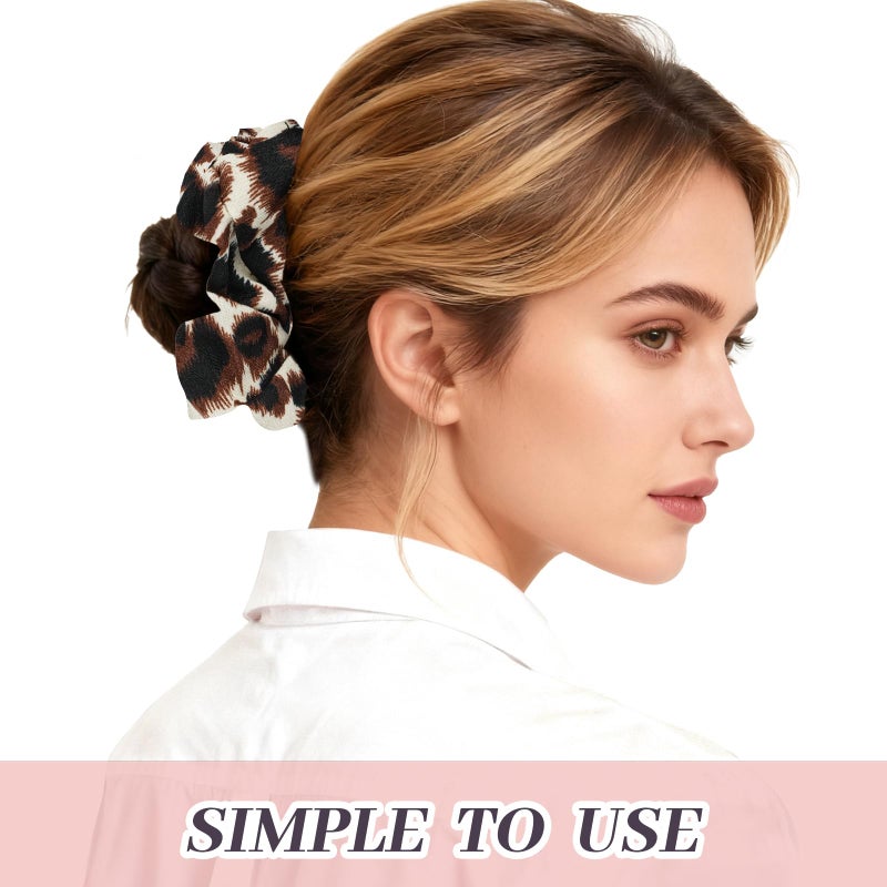JIRIS 5Pcs Leopard Satin Scrunchies for Women, Softer Than Silk Scrunchies, Fashion No Crease Hair Ties for Thin Thick Hair,Soft Hair Bands No Damage for Girls, Ideal Gifts for Women (Set 4) - Image 4