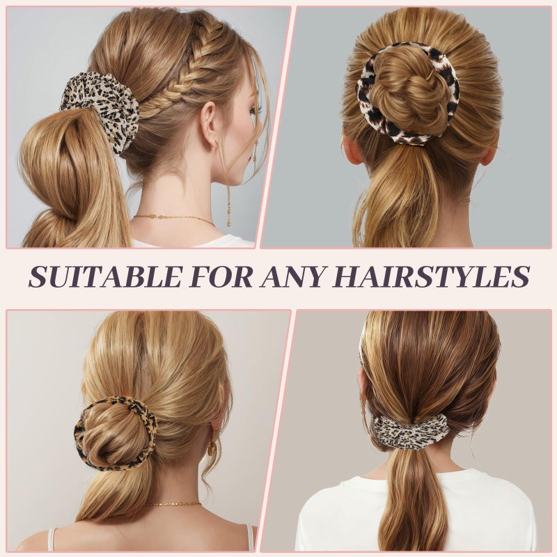 JIRIS 5Pcs Leopard Satin Scrunchies for Women, Softer Than Silk Scrunchies, Fashion No Crease Hair Ties for Thin Thick Hair,Soft Hair Bands No Damage for Girls, Ideal Gifts for Women (Set 4) - Image 5