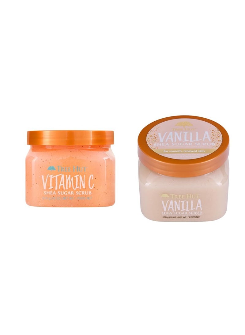 Tree Hut Tree Hut Vitamin C and Vanilla Shea Sugar Body Scrubs, Both 18 oz, Ultra Hydrating and Exfoliating  - Image 1