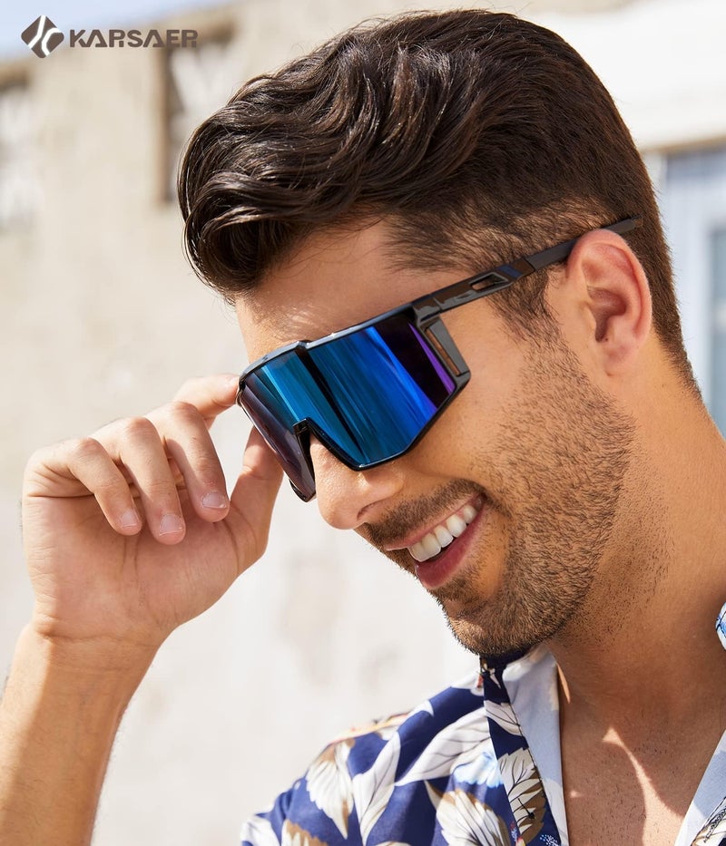 Karsaer Sports Sunglasses Wraparound Glasses 80S Visor Shield Baseball Sunglasses, Non-Polarized Multicolor For Youth Kids Teens B5095 - Image 2