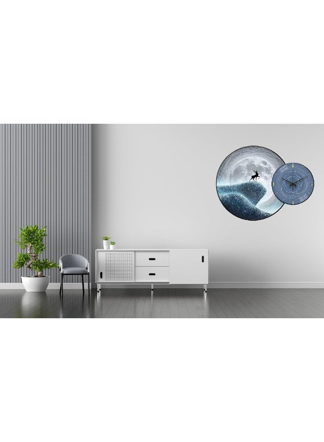 Bliss Vie BLISS VIE Crystal Porcelain Wall Painting Wall Clock set luxury high end Modern decorative, retro trend luxury style, aluminium alloy frame for living room bedroom hotel restaurant (Moon_Round_Large)  - Image 3