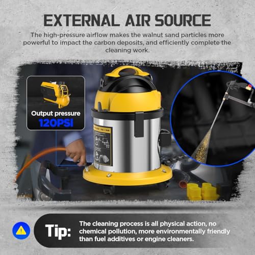 CMTOOL Walnut Blaster Kit for Carbon Cleaning, 1200W Car Carbon Cleaning Tool with 2kg Walnut Sand, Automotive Engine Exhaust Intake Valve Cleaner Machine, HTS558 Auto Intake Manifold Blasting Kit - Image 4